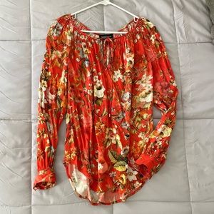 Orange floral top, rarely worn